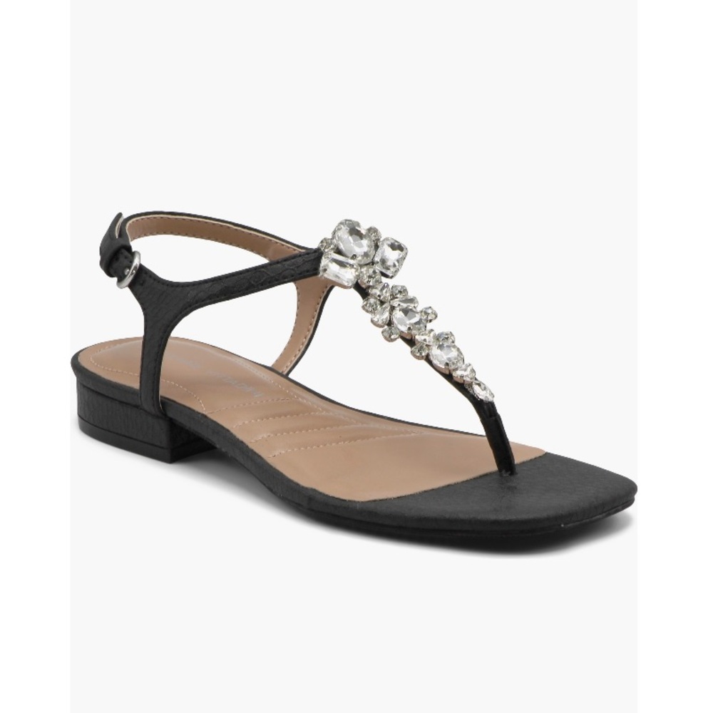 Adrienne Vittadini Pian Rhinestone’s Sandals Black & Silver Women’s Size 7